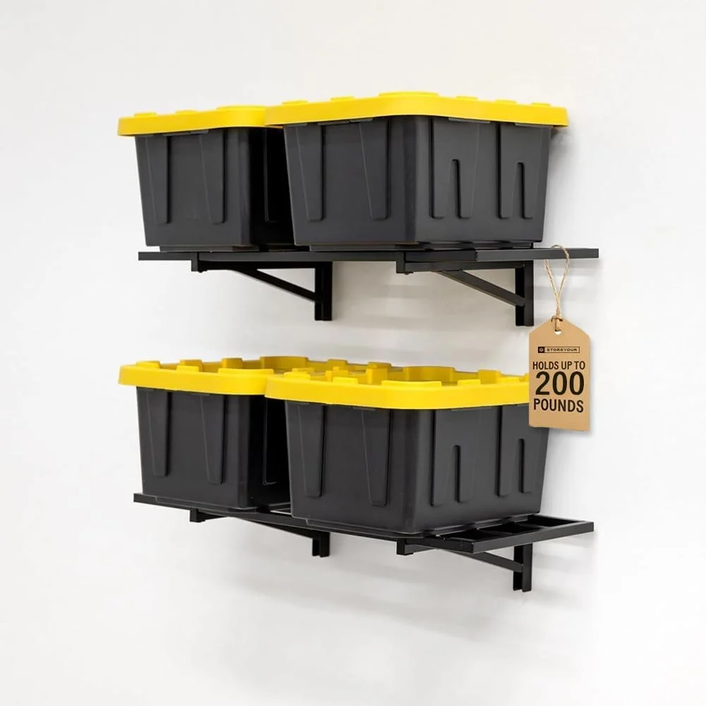 قفسه دیواری گاراژ StoreYourBoard بسته 2 عددی - قفسه بندی گاراژ دیواری 30 در 60 سانتی متری، تحمل وزن 45 کیلوگرم برای هر قفسه، قفسه های ذخیره سازی سنگین، مشکی قفسه دیواری گاراژ StoreYourBoard بسته 2 عددی - قفسه بندی گاراژ دیواری 30 در 60 سانتی متری، تحمل وزن 45 کیلوگرم برای هر قفسه، قفسه های ذخیره سازی سنگین، مشکی