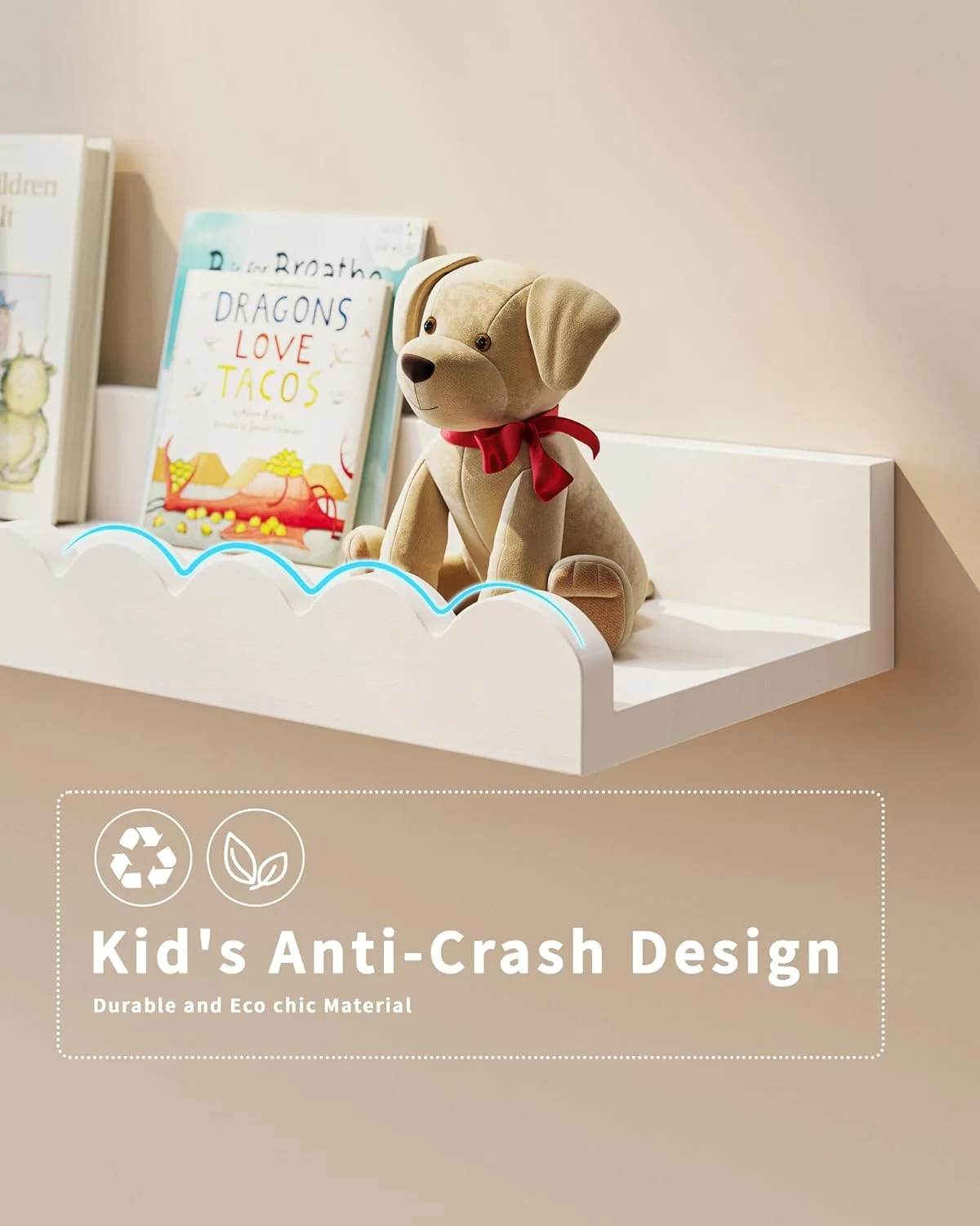 شلف دیواری شناور کودک، طراحی دالبری سفید 42 سانتی متری، ست 2 عددی، قفسه نمایش کتاب اتاق کودک شلف دیواری شناور کودک، طراحی دالبری سفید 42 سانتی متری، ست 2 عددی، قفسه نمایش کتاب اتاق کودک