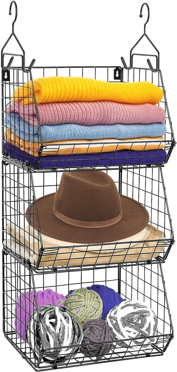 ارگانایزر کمد تاشو 3 طبقه Angju، قفسه لباس با قلاب، سبد سیمی آویز و کابینتی، برای لباس، ژاکت، کفش، کیف دستی و کلاچ ارگانایزر کمد تاشو 3 طبقه Angju، قفسه لباس با قلاب، سبد سیمی آویز و کابینتی، برای لباس، ژاکت، کفش، کیف دستی و کلاچ