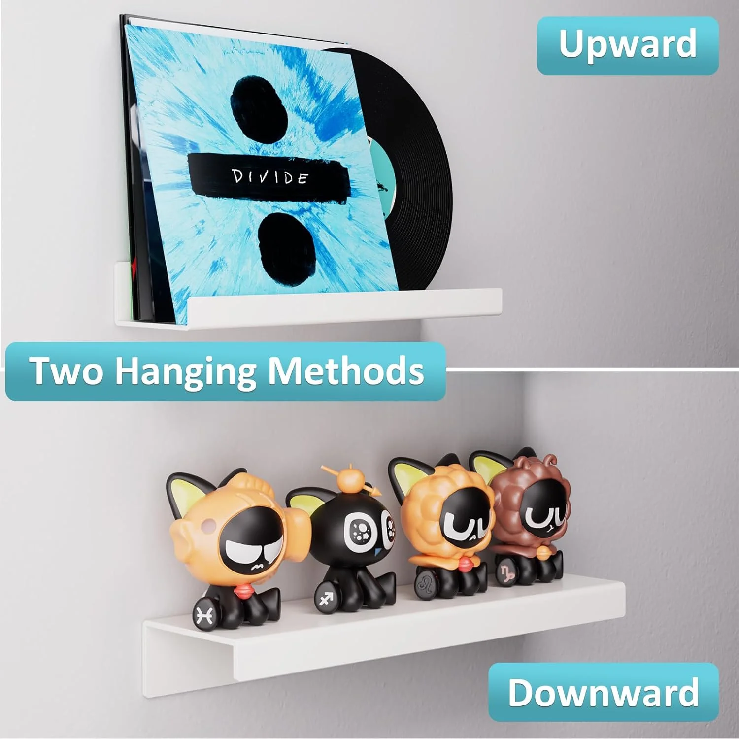 بسته 6 عددی شلف های چسبی سفید Viymgit، 15"x4" بدون نیاز به دریل، شلف دیواری اکریلیک | نصب دوگانه (چسب یا پیچ) قفسه ضد آب برای حمام، آشپزخانه، اتاق نشیمن، اتاق خواب