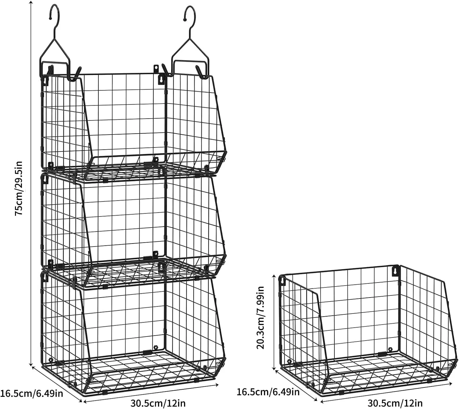 ارگانایزر کمد تاشو 3 طبقه Angju، قفسه لباس با قلاب، سبد سیمی آویز و کابینتی، برای لباس، ژاکت، کفش، کیف دستی و کلاچ