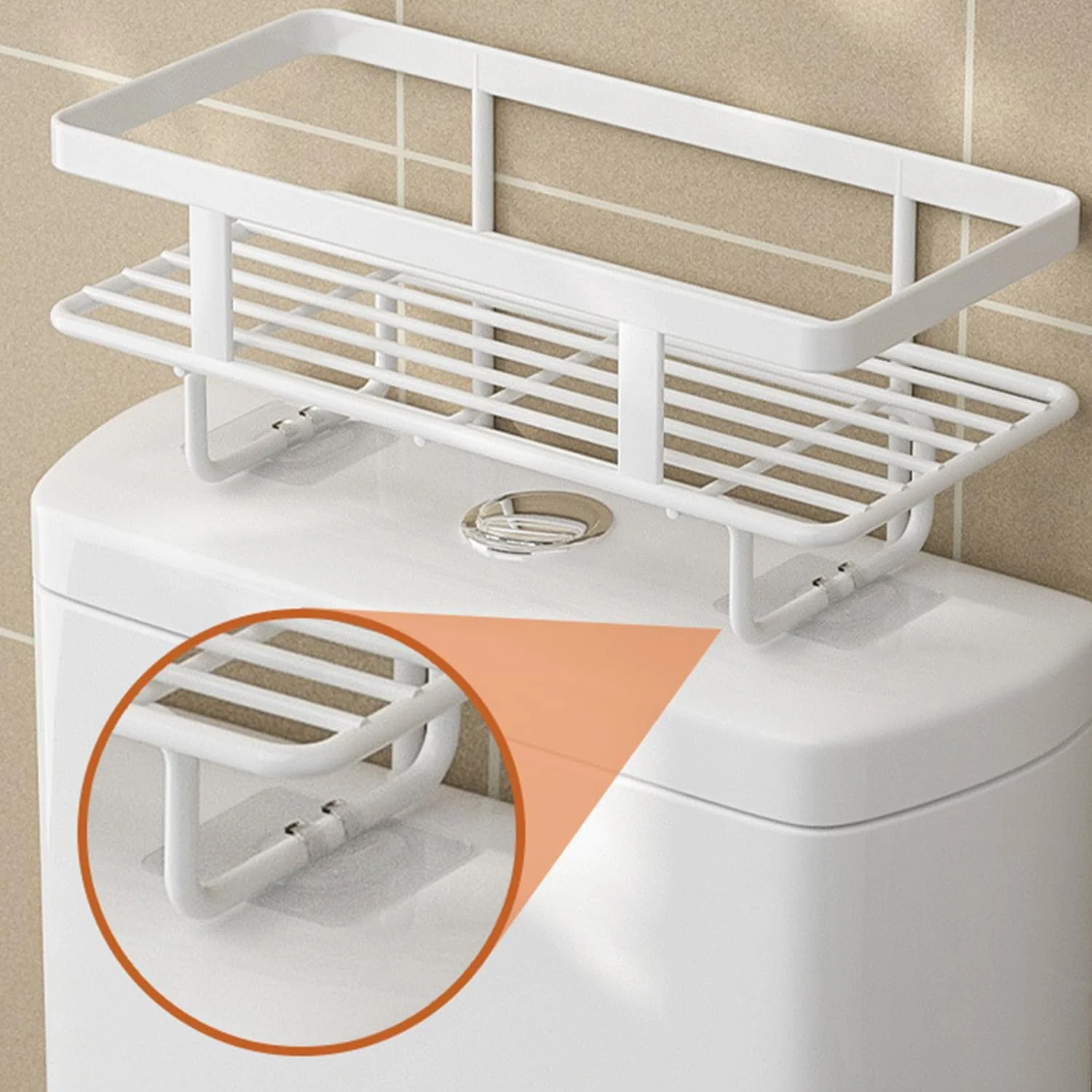قفسه های سازمان دهنده حمام بالای توالت، قفسه های شناور دیواری با میله آویز، سازمان دهنده و نگهداری حمام بالای توالت برای صرفه جویی در فضا (سفید، 1 طبقه)