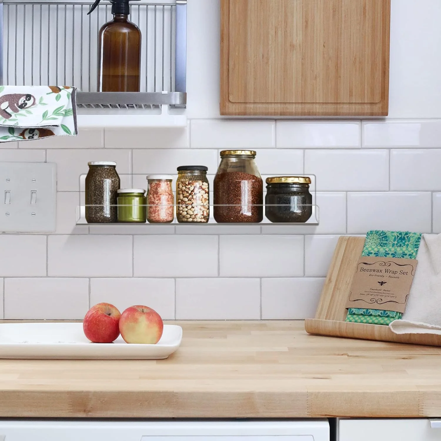 شلف دیواری شناور اکرلیک شفاف LileZbox، قفسه کتاب نامرئی اکرلیک نصب شده روی دیوار، سازمان دهنده قفسه ادویه جات، قفسه های ذخیره سازی برای اتاق کودک، حمام، آشپزخانه، اتاق خواب (6 عدد، 15 x 4.3 اینچ)