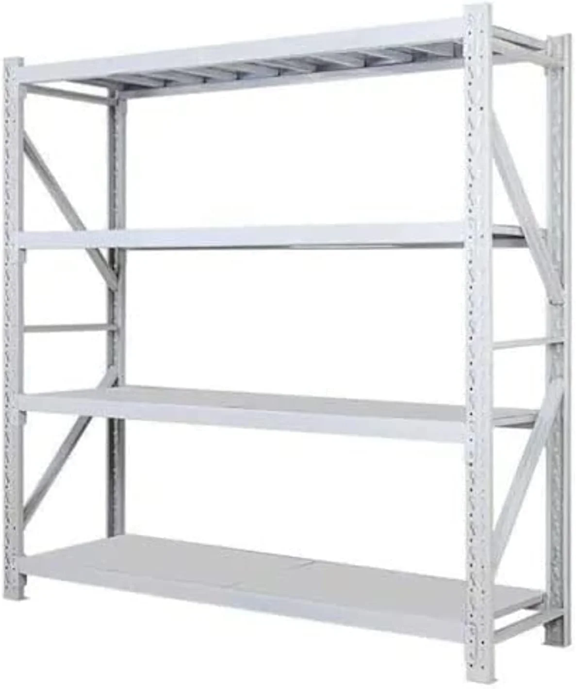 قفسه بندی گاراژ سنگین و منحصر به فرد، قفسه بندی فلزی انبار، 1 خلیج قفسه بندی آهن، ظرفیت هر قفسه 200 کیلوگرم، سفید (200x60x100 سانتی متر)