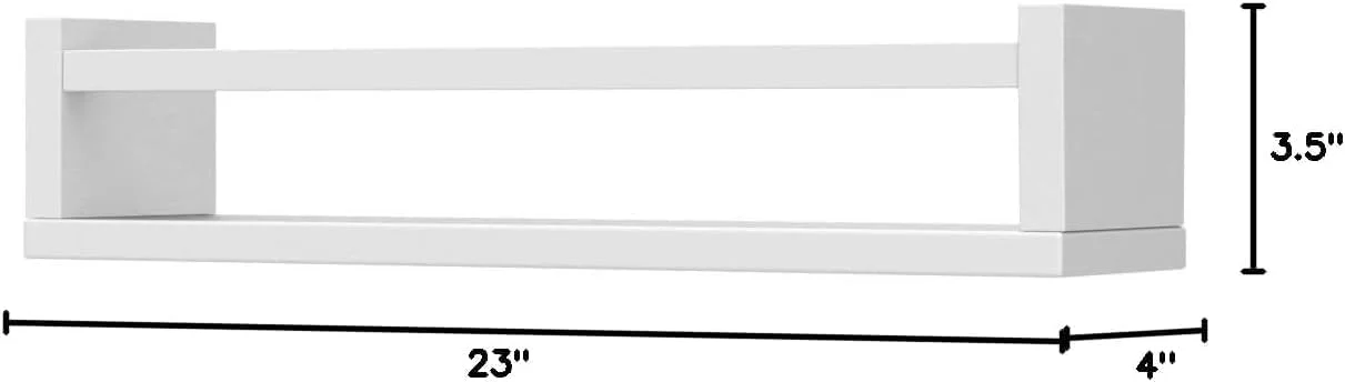 شلف کتاب شناور دیواری، قفسه کتاب دیواری شناور برای کودکان، قفسه کتاب کودکانه نصب شده روی دیوار برای اسباب بازی، کتاب، قاب عکس، قفسه آویز برای دکور اتاق نوزاد، 60x10x9 سانتی متر (بسته 4 عددی، سفید)