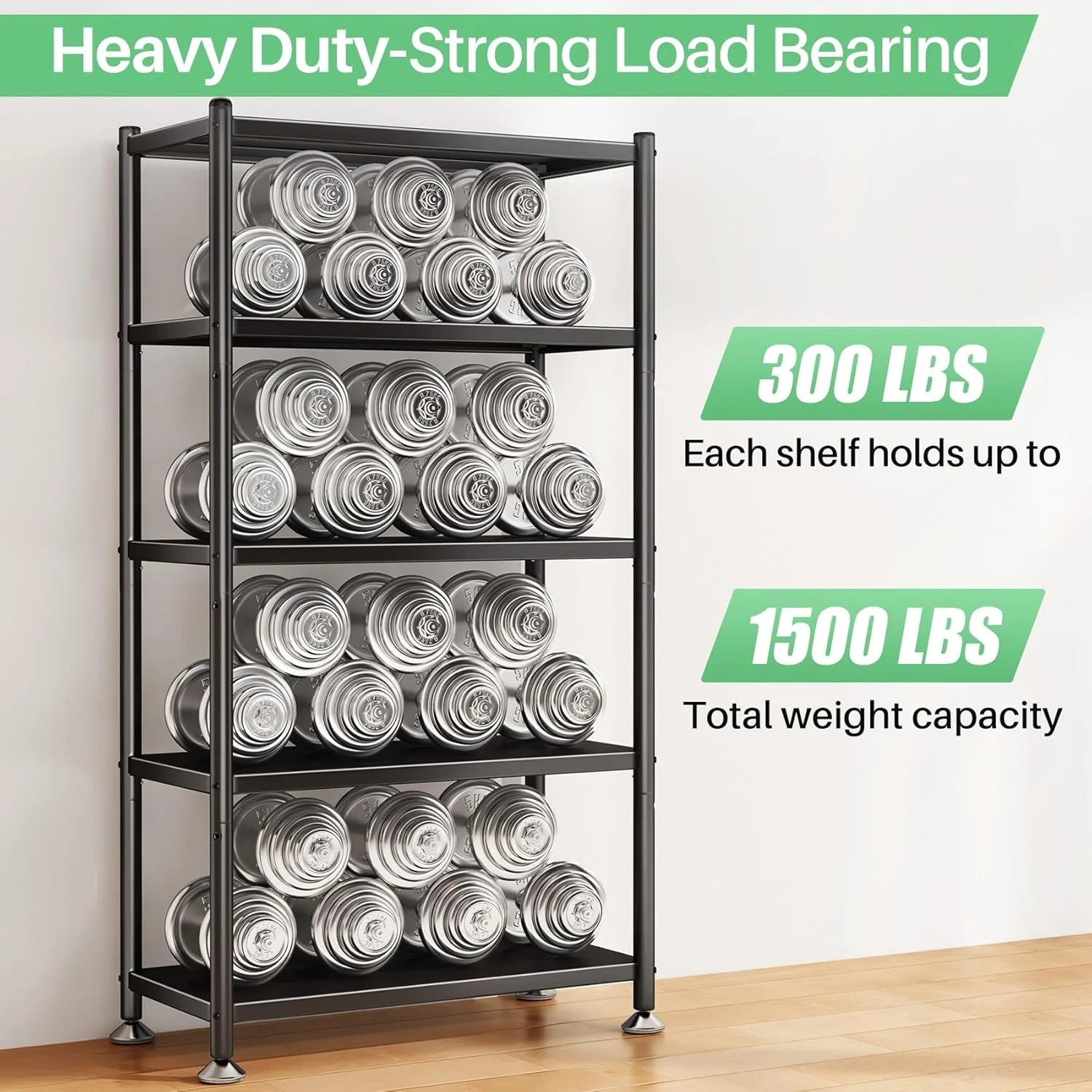 قفسه های ذخیره سازی قابل تنظیم 5 طبقه، قفسه فلزی سنگین با چرخ، واحدهای قفسه بندی قفسه کاربردی برای آشپزخانه، انبار، حمام، گاراژ، سازماندهی و ذخیره سازی اداری، مشکی، 13"x24"x59.7"