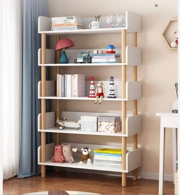 قفسه کتاب مدل DUSALA مناسب اتاق نشیمن، کمد چوبی، قفسه کتاب ساده برای کتاب های تصویری کودکان، قفسه کتاب دانشجویی، قفسه نگهداری اتاق خواب (سفید)