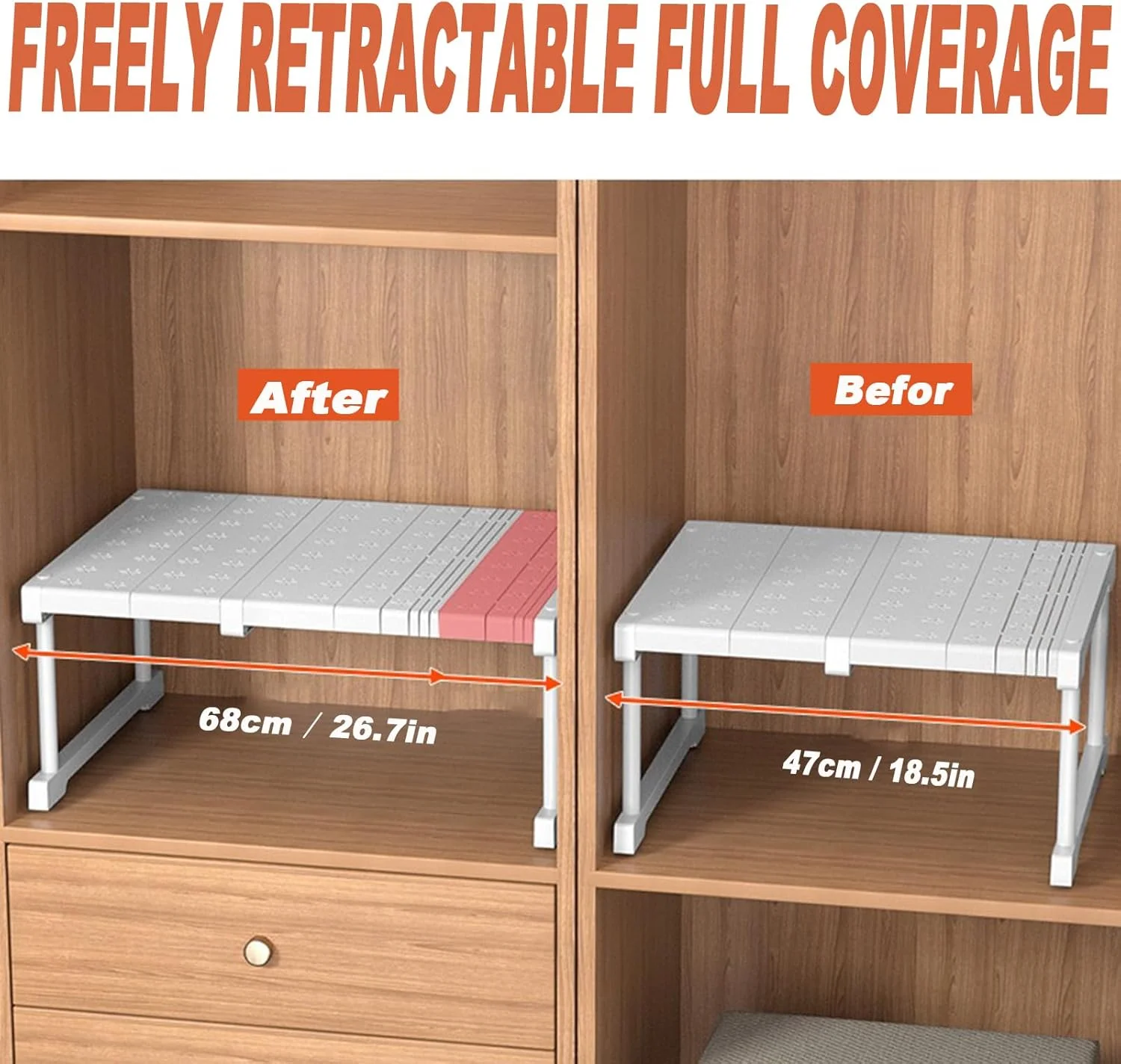 قفسه کشویی قابل گسترش کمد ANTOLE، قفسه ذخیره سازی قابل انباشت، سازمان دهنده قابل تنظیم، جداکننده DIY، جداکننده کابینت برای کمد لباس، کابینت، آشپزخانه، حمام (2 بسته)