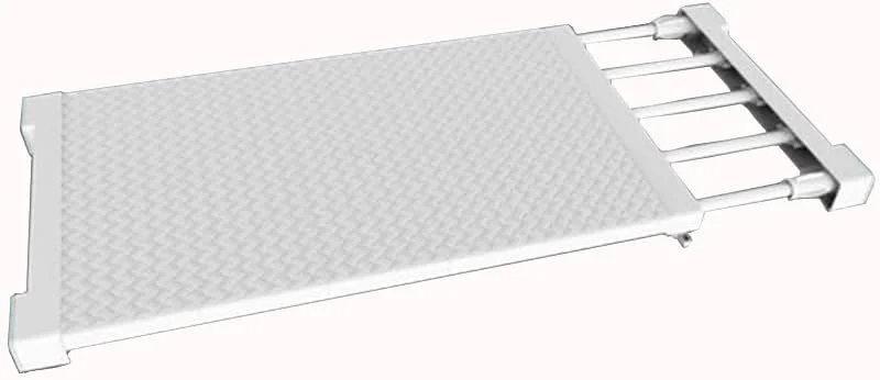 قفسه پارتیشن لایه ای قابل تنظیم، سازمان دهنده ذخیره سازی قابل گسترش، قفسه ذخیره سازی کمد لباس، قفسه پارتیشن لایه ای کشویی کابینت بدون میخ، سفید