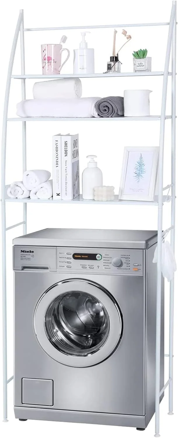 قفسه ذخیره سازی ماشین لباسشویی Sulfar | قفسه حمام 3 طبقه | سازمان دهنده صرفه جویی در فضا توالت | مونتاژ آسان، بدون نیاز به سوراخ کاری | سفید 25x65x166 سانتی متر