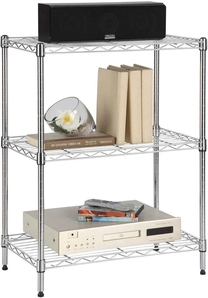 قفسه سیمی CamelTough، قفسه ذخیره سازی قابل تنظیم 3 طبقه، واحد قفسه بندی سنگین برای انبار، رختشویخانه، حمام، آشپزخانه، سازماندهی گاراژ، ظرفیت 330 پوند، کروم، 35 طول X 60 عرض X 75 ارتفاع سانتی متر، HTC-WR602