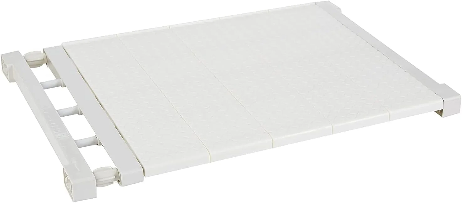 قفسه پارتیشن لایه ای قابل تنظیم، سازمان دهنده ذخیره سازی قابل گسترش، قفسه ذخیره سازی کمد لباس، قفسه پارتیشن لایه ای کشویی کابینت بدون میخ، سفید