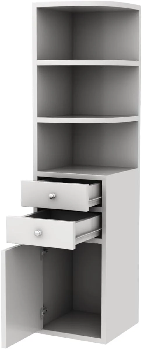 کابینت گوشه ای چوبی RIGID، کابینت انباری ایستاده با 2 کشو و 3 قفسه | قفسه کتاب | مبلمان اداری خانگی