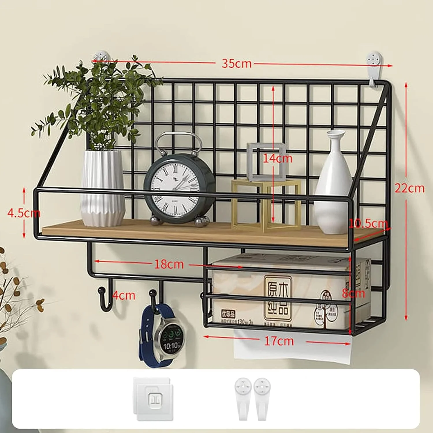 قفسه شناور دیواری LYLYMYKHH، قفسه های فلزی و چوبی، قفسه های نمایشگر محکم، دکوراسیون منزل برای اتاق نشیمن، اتاق خواب، حمام، قفسه فلزی برای کاغذ، کتاب، حوله، کلید (مشکی)