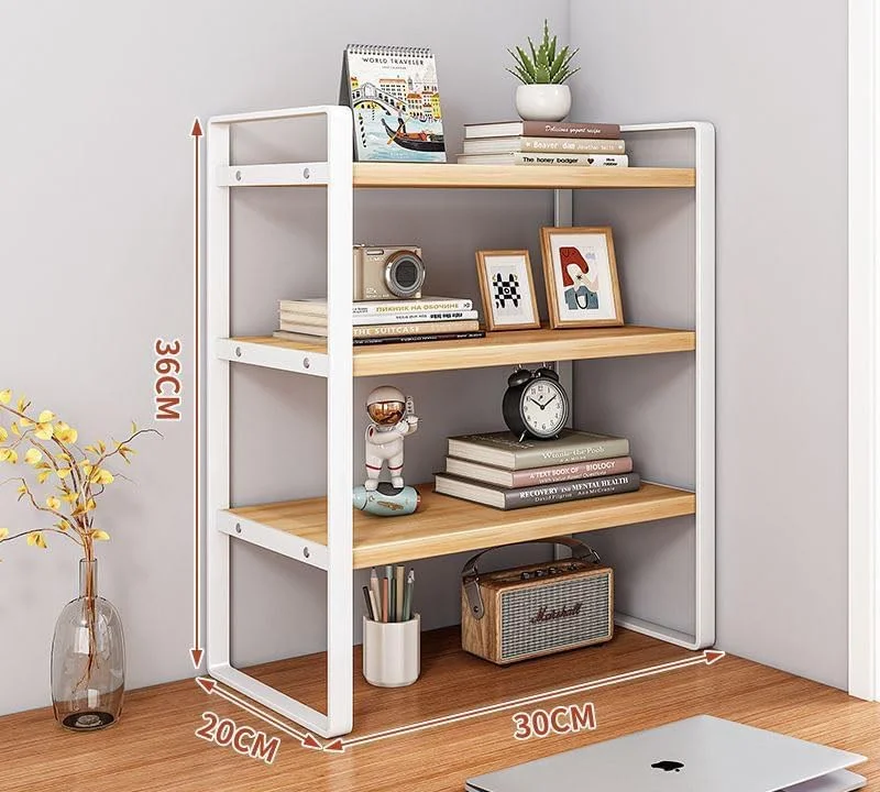 قفسه کتاب رومیزی و نظم دهنده لوازم اداری LIMOS، قفسه کتاب کوچک رومیزی، قفسه ذخیره سازی چند منظوره برای دفتر کار خانگی، خوابگاه، خانه (3 طبقه سفید، 30 سانتی متر)