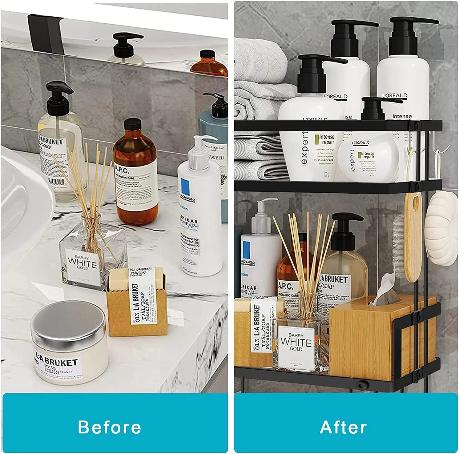 قفسه نظم دهنده حمام 2 طبقه Nnewvante بالای توالت، سبک مدرن، قفسه بالای توالت، قفسه