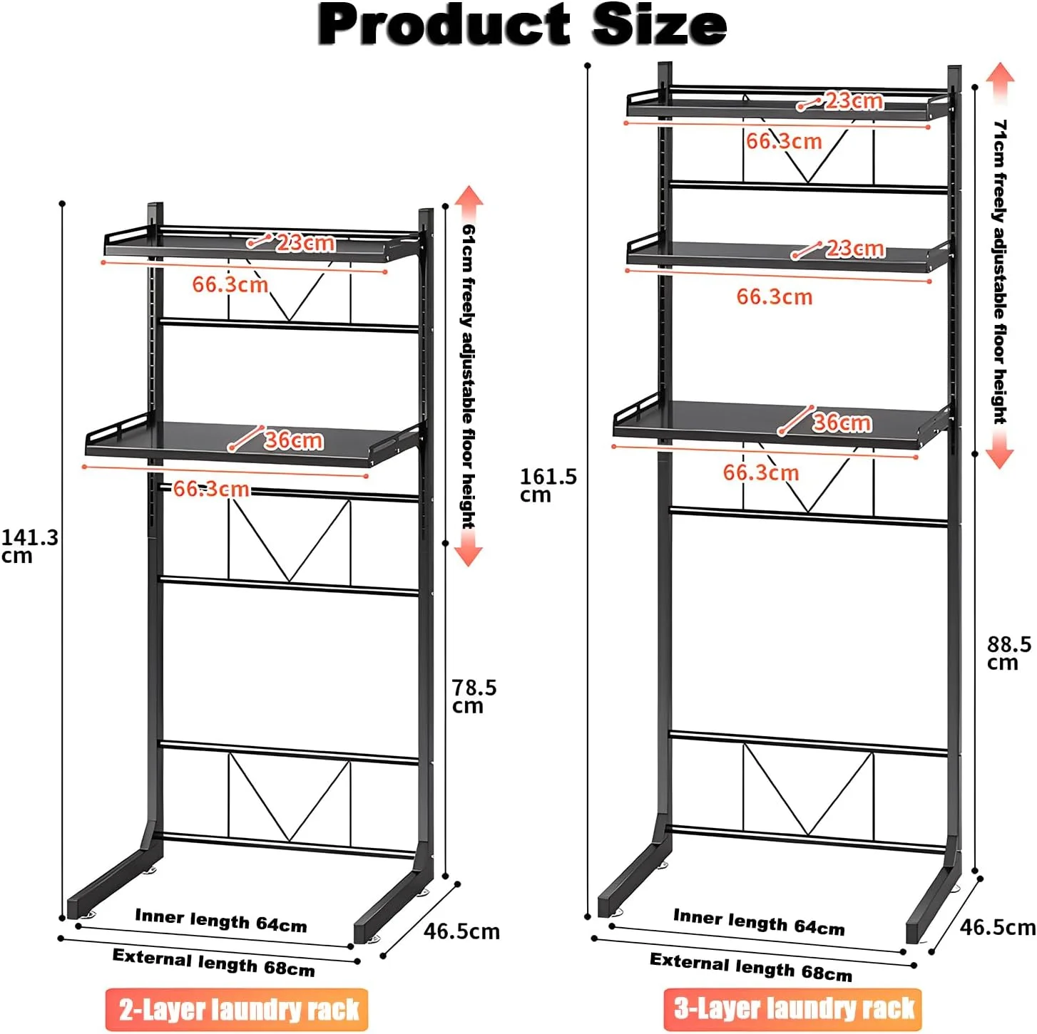 قفسه لباسشویی قابل تنظیم بالای توالت، قفسه ذخیره سازی ماشین لباسشویی بالای ماشین لباسشویی و خشک کن، سازمان دهنده حمام ایستاده 2-3 طبقه، واحدهای قفسه بندی صرفه جویی در فضا، عاجی