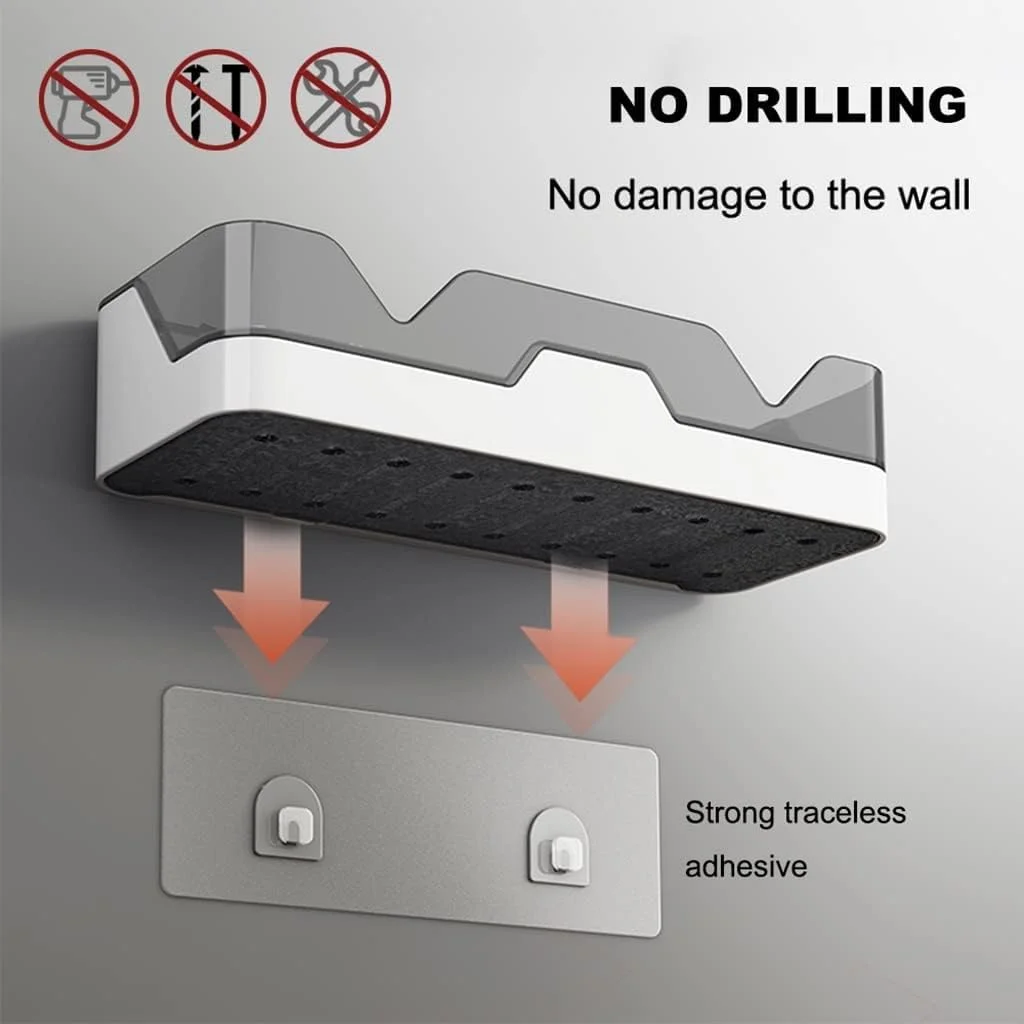 شلف حمام چسبی برای حمام: شلف دیواری با کیفیت عالی - بدون نیاز به دریل کاری، سازمان دهنده گوشه ای حمام - ارتقا یافته برای نگهداری در آشپزخانه، ضد زنگ - 1 عدد
