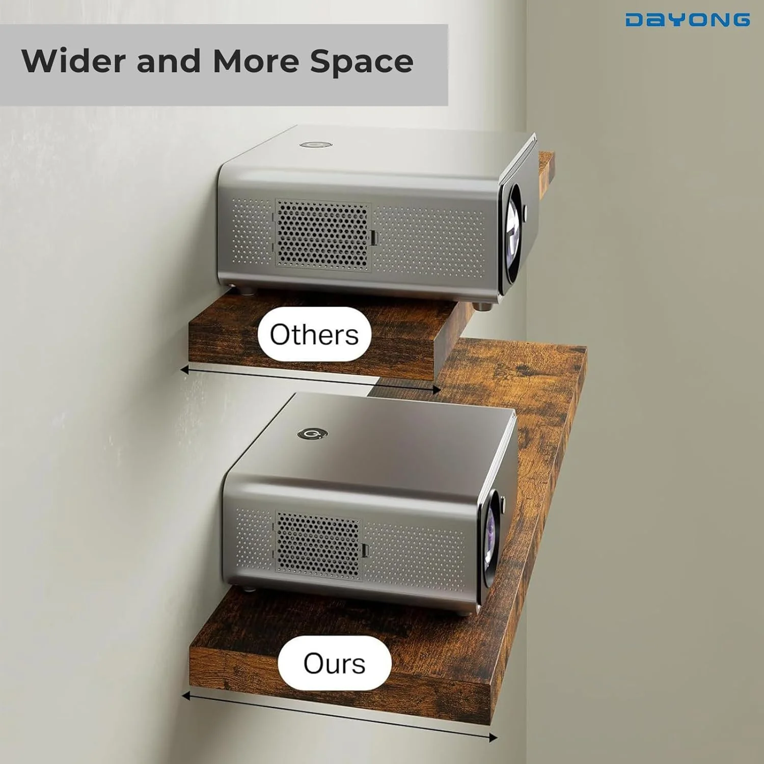 شلف دیواری شناور DAYONG، ست 4 عددی شلف های شناور 15.8 اینچی، شلف های چوبی مدرن برای دکور دیوار، شلف آویز با براکت های نامرئی برای اتاق خواب، اتاق نشیمن، حمام (قهوه ای)