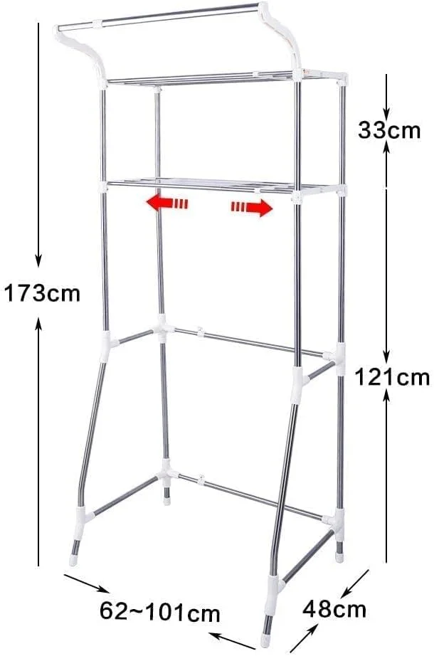 قفسه حمام قابل تنظیم BAOYOUNI، قفسه بالای توالت، قفسه ذخیره سازی بالای ماشین لباسشویی، قفسه ذخیره سازی ماشین لباسشویی، صرفه جویی در فضا، 2 طبقه - عاجی