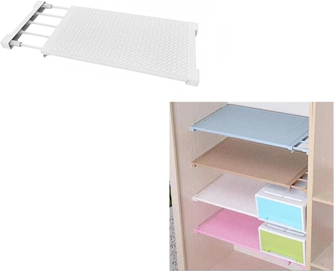 قفسه های کمد لباس ALISSA جداکننده قابل گسترش قفسه قابل تنظیم تقسیم کننده قفسه ذخیره سازی برای کمد آشپزخانه حمام قفسه کتاب سازمان دهنده خانه (سفید)