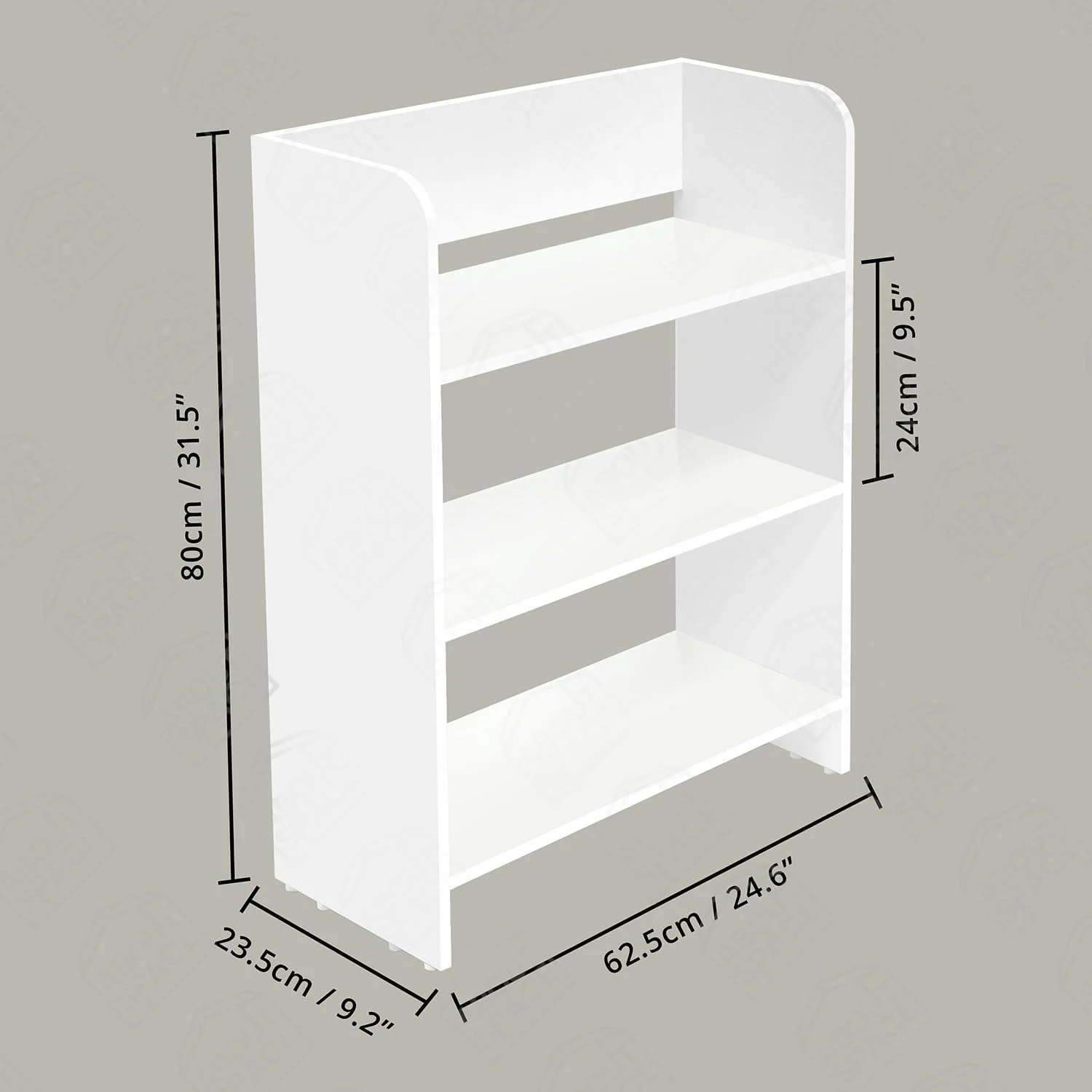 قفسه ذخیره سازی 3 طبقه ABOUT SPACE، قفسه چوبی مهندسی شده، قفسه کتاب باز چند منظوره DIY و ابزار نمایش برای پایه قابل حمل خانگی - آشپزخانه، اتاق نشیمن، اتاق مطالعه (سفید - طول 2 x عرض 0.8 x ارتفاع 2.5 فوت)