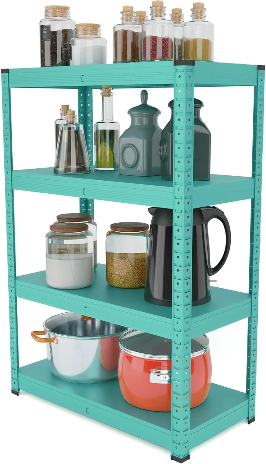 قفسه ذخیره سازی 4 طبقه خیرا - مقاوم، قابل تنظیم، قفسه سازمان دهنده آشپزخانه فولادی برای اتاق خواب، اتاق نشیمن - ظرفیت بار 100 کیلوگرم - 40 عمق x 80 عرض x 115 ارتفاع سانتی متر