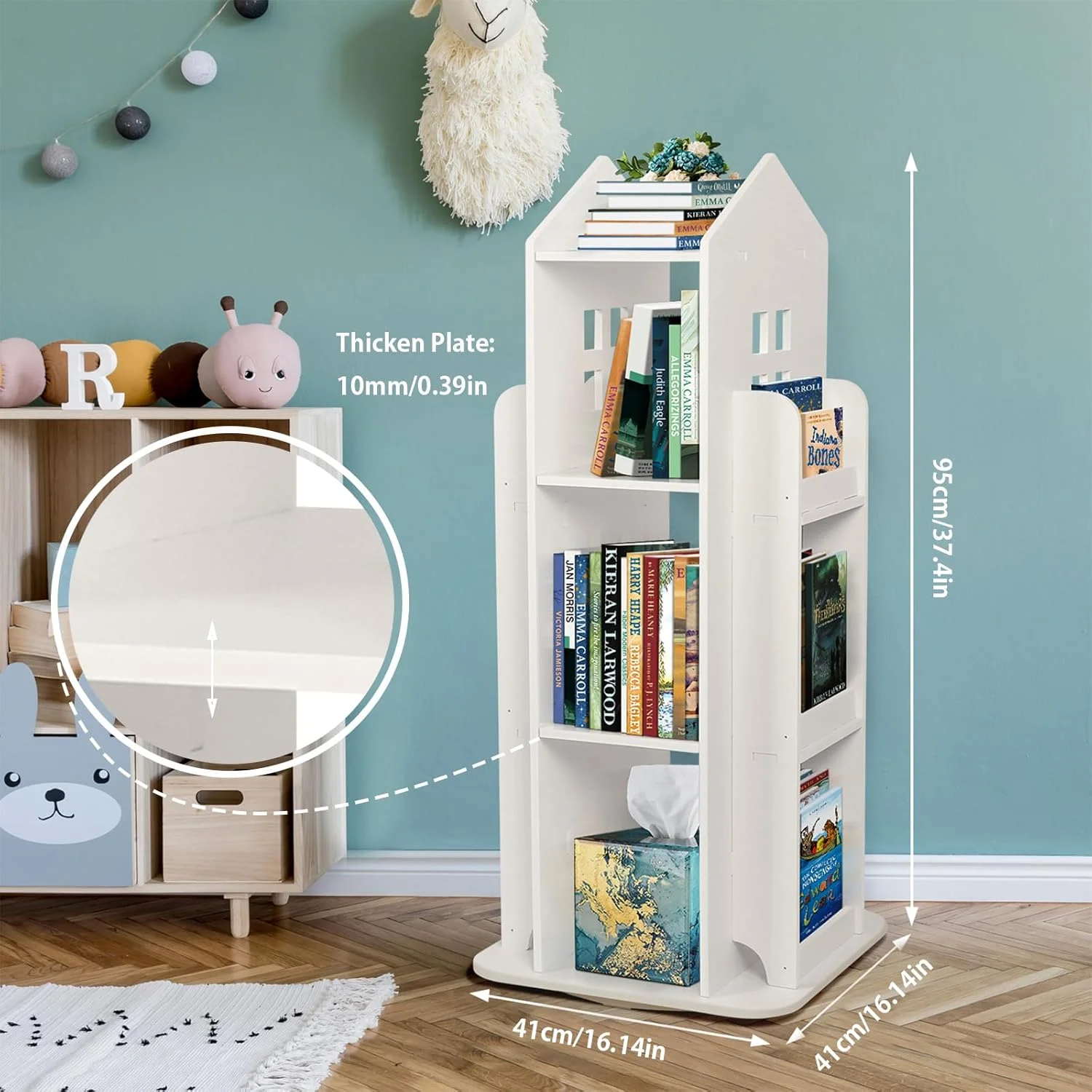 قفسه کتاب گردان Tcatec سه طبقه 360 درجه قفسه کتاب چرخشی کودکان قفسه ایستاده گوشه ای برای نگهداری کتاب قفسه کتاب گردان Tcatec سه طبقه 360 درجه قفسه کتاب چرخشی کودکان قفسه ایستاده گوشه ای برای نگهداری کتاب