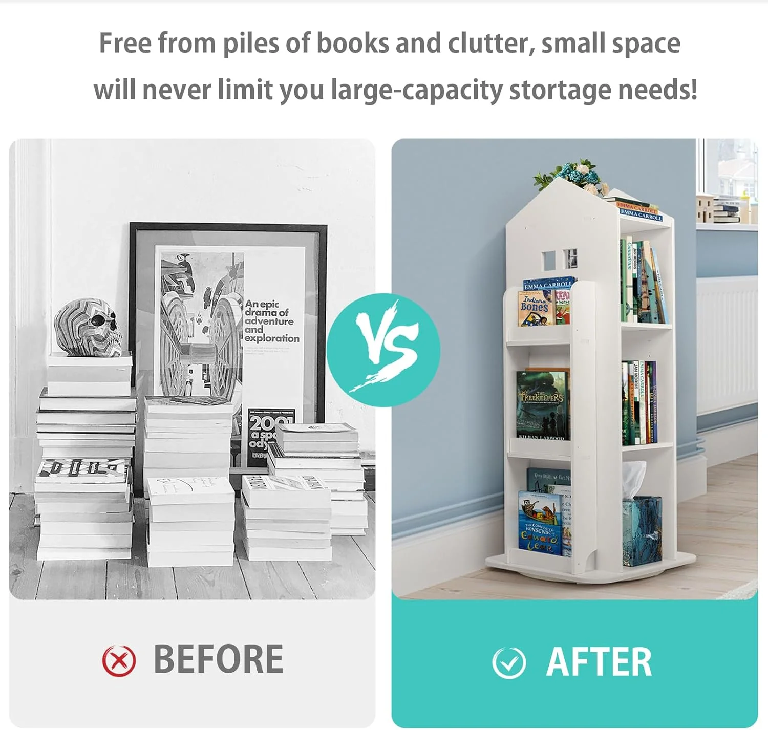 قفسه کتاب گردان Tcatec سه طبقه 360 درجه قفسه کتاب چرخشی کودکان قفسه ایستاده گوشه ای برای نگهداری کتاب قفسه کتاب گردان Tcatec سه طبقه 360 درجه قفسه کتاب چرخشی کودکان قفسه ایستاده گوشه ای برای نگهداری کتاب