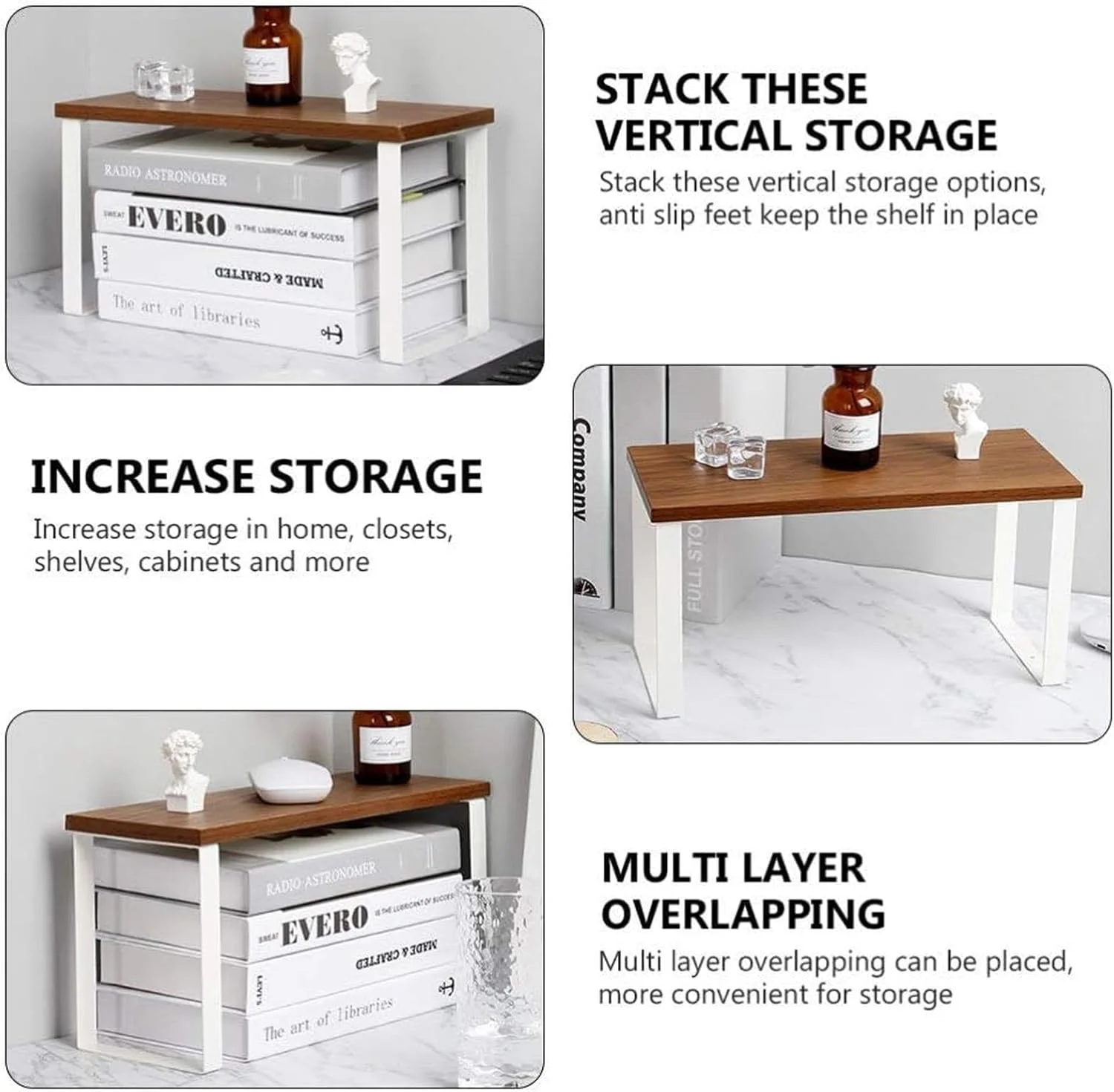 ارگانایزر رومیزی Maykela بسته 2 عددی، قفسه ادویه، قفسه ذخیره سازی، قفسه آشپزخانه، ارگانایزر قفسه، قفسه ادویه، قفسه کابینت، مناسب برای نگهداری منزل و آشپزخانه (سفید-کوچک)