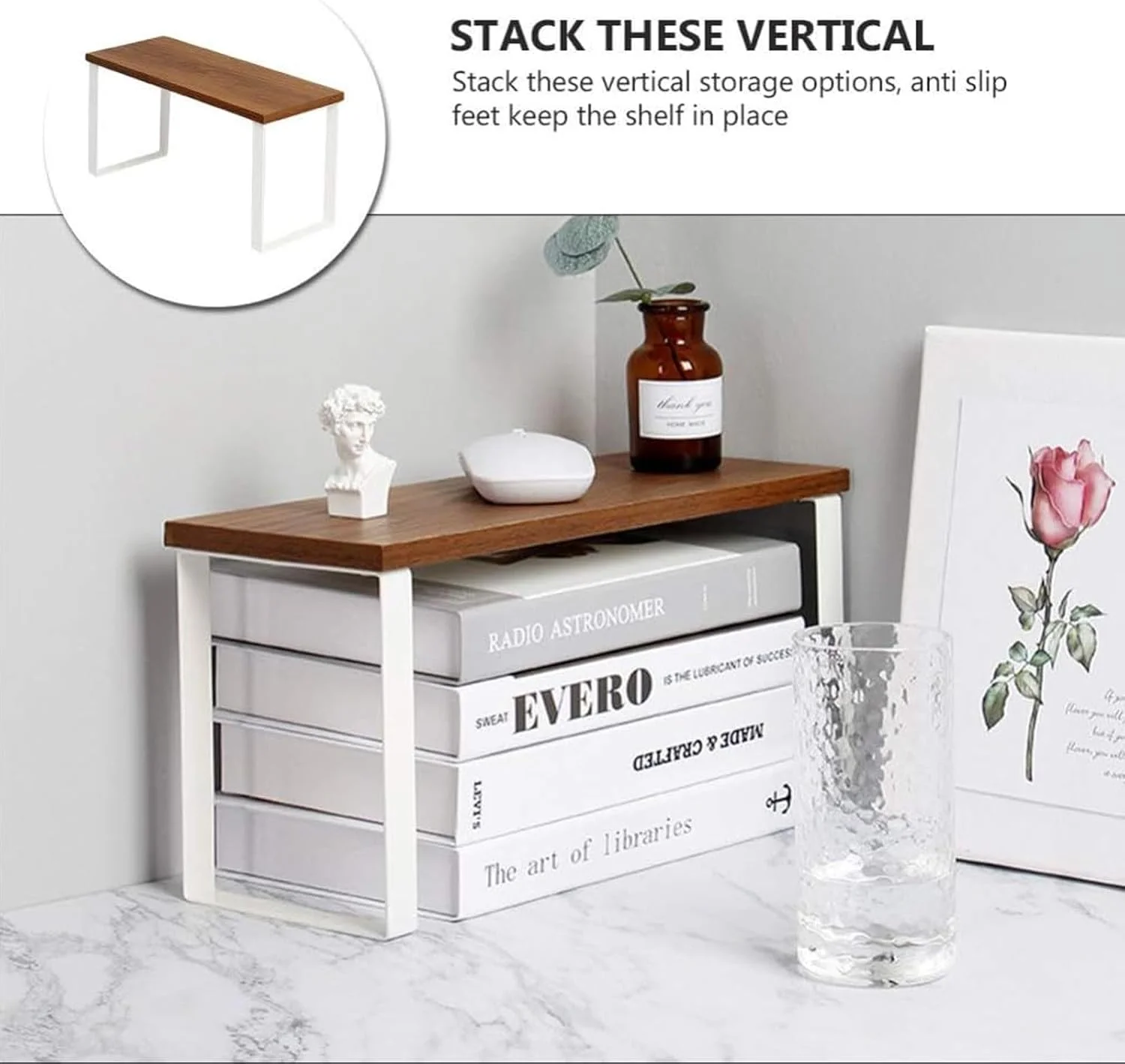 ارگانایزر رومیزی Maykela بسته 2 عددی، قفسه ادویه، قفسه ذخیره سازی، قفسه آشپزخانه، ارگانایزر قفسه، قفسه ادویه، قفسه کابینت، مناسب برای نگهداری منزل و آشپزخانه (سفید-کوچک)