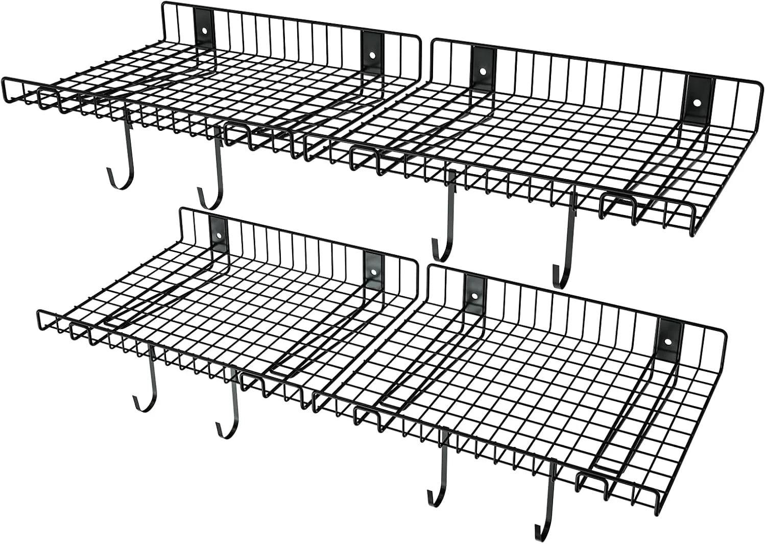 بسته 4 عددی قفسه دیواری گاراژ، قفسه های ذخیره سازی نصب شده روی دیوار، قفسه های فلزی سنگین برای دیوار اتاق، تحمل بار 118 کیلوگرم، قفسه های شناور توری برای گاراژ، دفتر، زیرزمین، کابینت دیواری و آشپزخانه