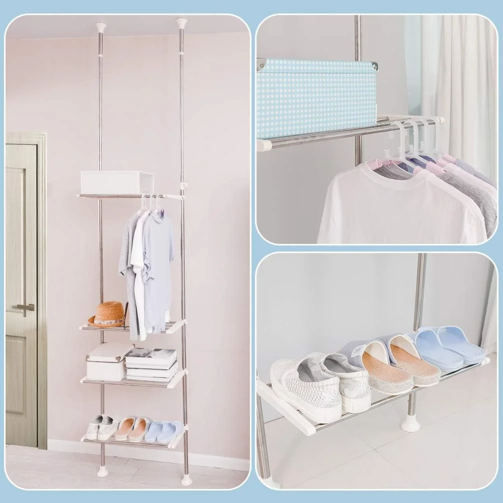 قفسه حمام 4 طبقه قابل تنظیم Hershii - قفسه چند طبقه با سبک مدرن - ایستاده، بدون نیاز به مونتاژ