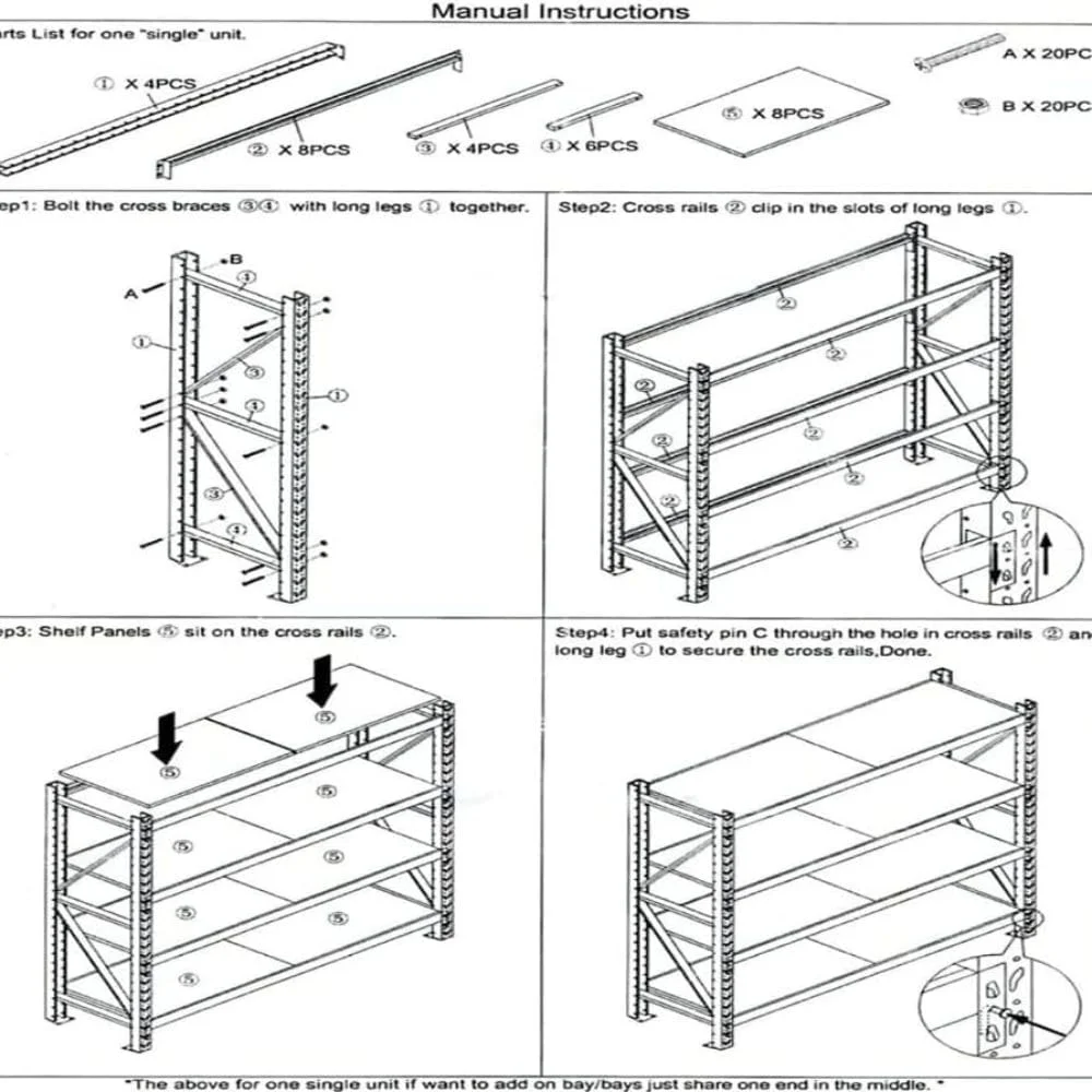 قفسه انبار فلزی سنگین MN با 4 طبقه، قفسه بندی گاراژ، قفسه فولادی با ظرفیت 300 کیلوگرم برای هر طبقه (200x60x200 سانتی متر) (آبی + نارنجی) قفسه انبار فلزی سنگین MN با 4 طبقه، قفسه بندی گاراژ، قفسه فولادی با ظرفیت 300 کیلوگرم برای هر طبقه (200x60x200 سانتی متر) (آبی + نارنجی)