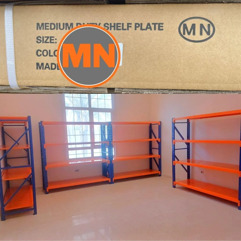 قفسه انبار فلزی سنگین MN با 4 طبقه، قفسه بندی گاراژ، قفسه فولادی با ظرفیت 300 کیلوگرم برای هر طبقه (200x60x200 سانتی متر) (آبی + نارنجی) قفسه انبار فلزی سنگین MN با 4 طبقه، قفسه بندی گاراژ، قفسه فولادی با ظرفیت 300 کیلوگرم برای هر طبقه (200x60x200 سانتی متر) (آبی + نارنجی)
