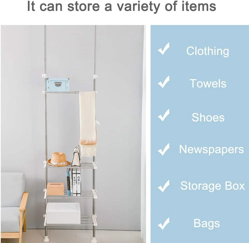 قفسه حمام 4 طبقه قابل تنظیم Hershii - قفسه چند طبقه با سبک مدرن - ایستاده، بدون نیاز به مونتاژ