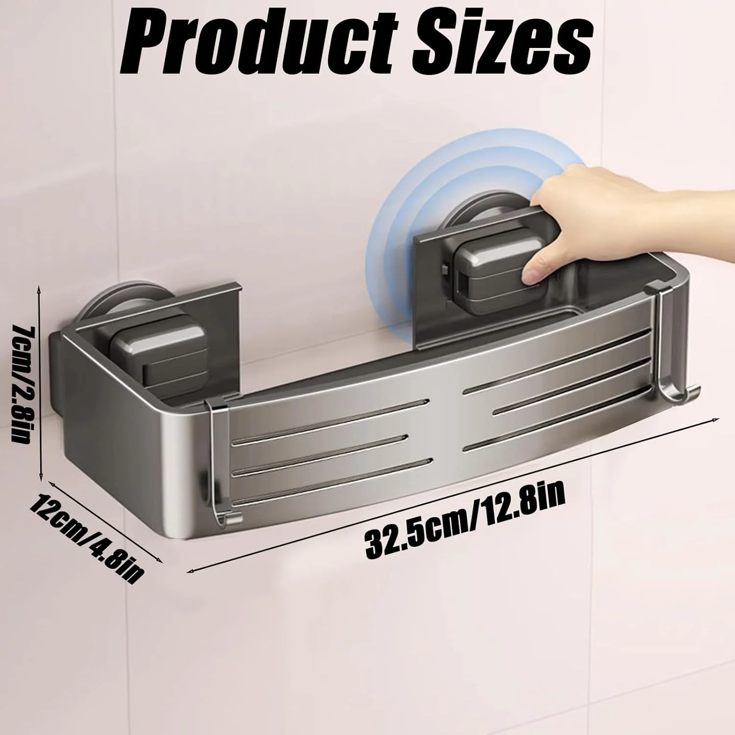 قفسه حمام KUKUMAJI با مکنده، قفسه حمام استیل ضد زنگ، قفسه نظم دهنده و نگهدارنده بدون نیاز به سوراخ کاری، قفسه حمام جداشدنی برای حمام، دوش و آشپزخانه