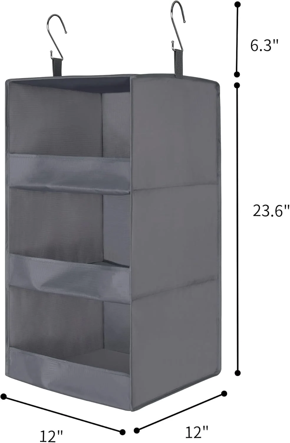 GRANNY SAYS ارگانایزر آویز کمد 3 طبقه، بسته 2 عددی قفسه آویز، ارگانایزر آویز کمد لباس، ارگانایزر آویز تاشو، ارگانایزر قفسه آویز کوتاه برای لباس، خاکستری