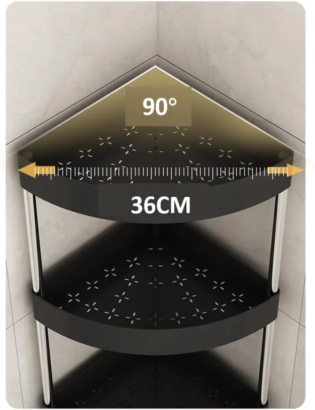 قفسه حمام هالایایا، قفسه گوشه ای، سبد نگهداری وسایل حمام، قفسه پلاستیکی، قفسه ضد زنگ آشپزخانه و حمام (سفید، 5 طبقه، مثلثی)