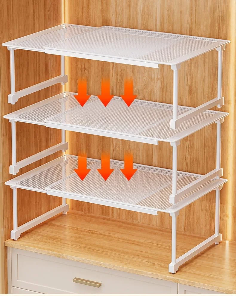 قفسه کشویی قابل تنظیم برای کمد لباس، قفسه جداکننده قابل گسترش U-HOOME، جداکننده کابینت، سازمان دهنده کفش کمد دیواری، مناسب اتاق خواب (39-65 سانتی متر/عرض 25 سانتی متر، 2 عدد)