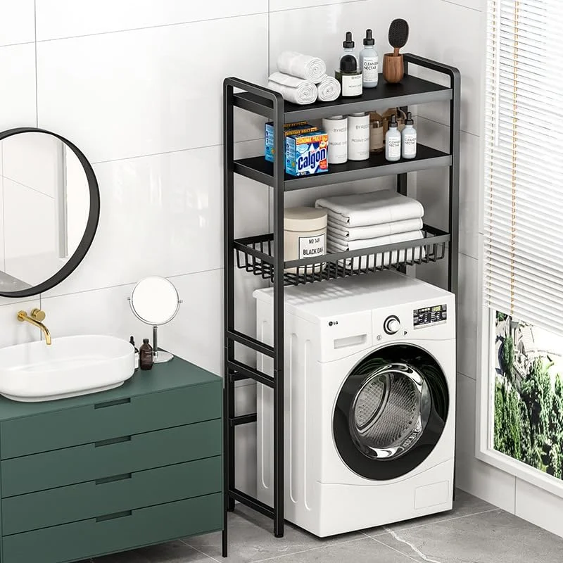 قفسه ذخیره سازی بالای ماشین لباسشویی، قفسه بزرگ سازمان دهنده و ذخیره سازی حمام، قفسه ایستاده حمام، قفسه ذخیره سازی ماشین لباسشویی، قفسه کاربردی برای حمام، دستشویی، رختشویی