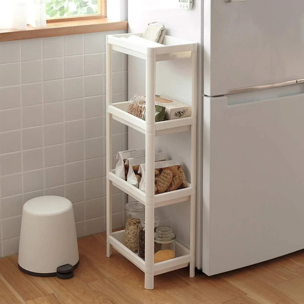 ای ورلد | قفسه کنجی، واحد قفسه بندی حمام، قفسه پلاستیکی، ذخیره سازی آشپزخانه و حمام، 4 طبقه، قفسه های دوش