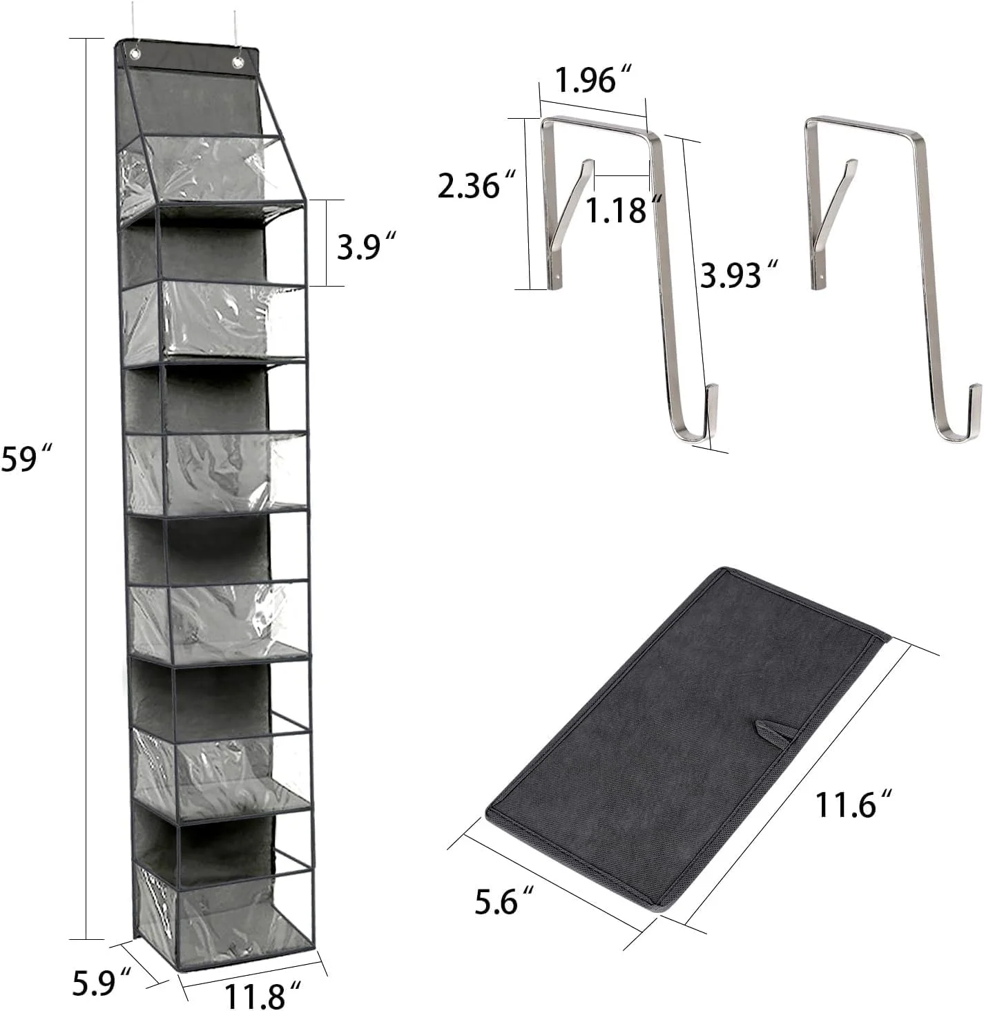 ارگانایزر آویز 6 طبقه بالای درب، ارگانایزر ذخیره سازی پشت درب، با جیب های پلاستیکی شفاف، برای اتاق خواب، کمد، حمام، آپارتمان های کوچک، خوابگاه های دانشجویی