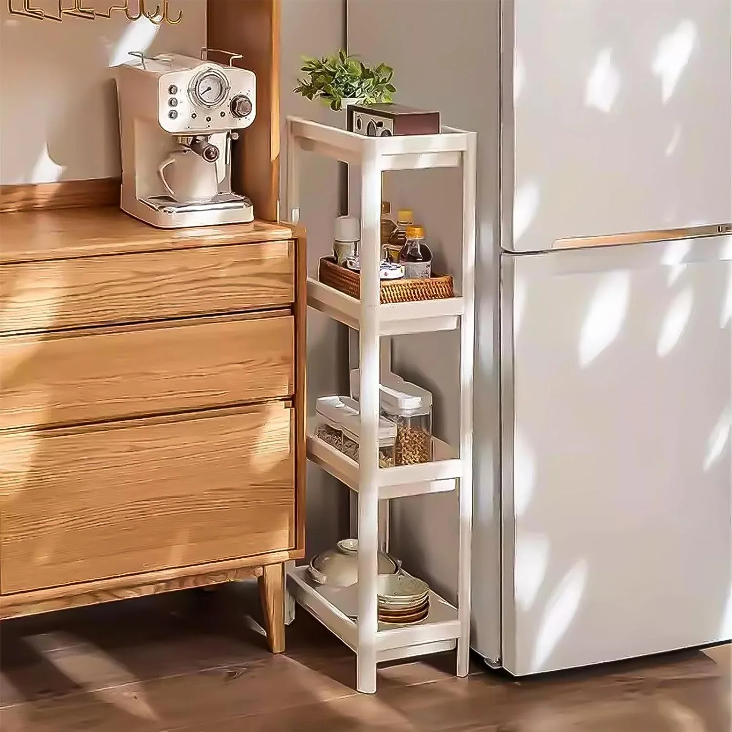 قفسه حمام 4 طبقه گوشه ای، قفسه نظم دهنده وسایل حمام، واحد قفسه گوشه ای، واحد قفسه بندی ذخیره سازی 35x22x101 سانتی متر، قفسه های ضد زنگ حمام، پایه های پلاستیکی قفسه حمام برای حمام