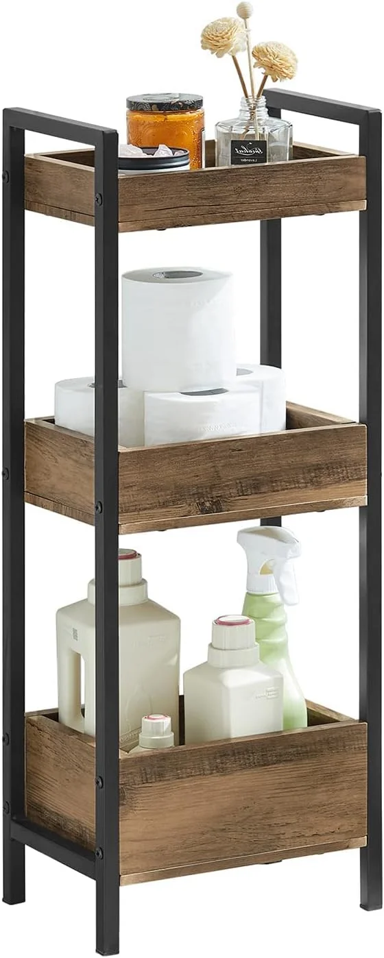 SoBuy ارگانایزر حمام قفسه حمام قفسه دوش 3 طبقه قفسه نمایش قفسه حمام قفسه ماشین لباسشویی پایه قفسه باز برای توالت، حمام، آشپزخانه، دستشویی، FRG226-F