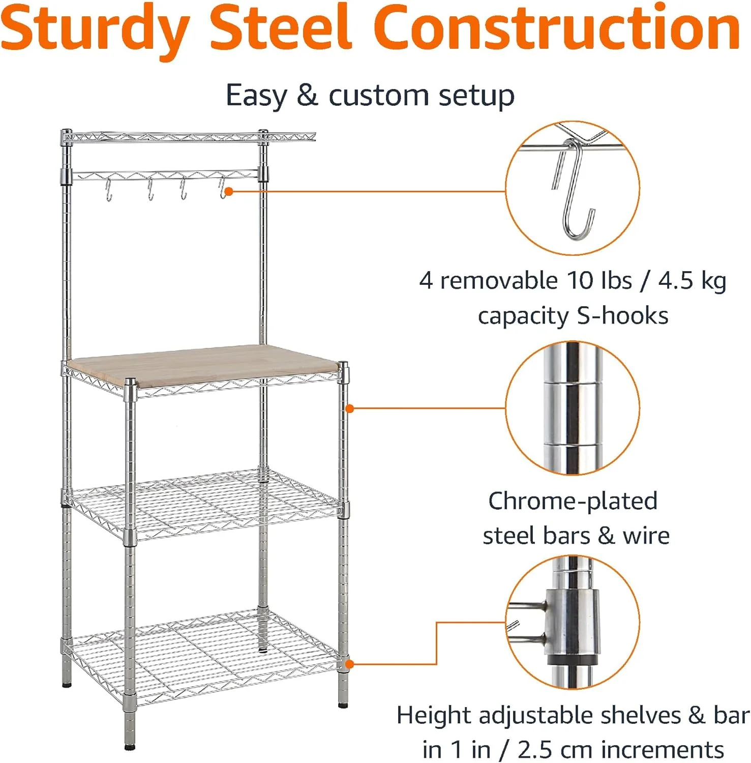 قفسه نان پزی آشپزخانه آمازون بیسیکس با رویه جداشدنی، کروم/بژ، 45.72 سانتی متر عمق x 60.96 سانتی متر عرض x 149.86 سانتی متر ارتفاع قفسه نان پزی آشپزخانه آمازون بیسیکس با رویه جداشدنی، کروم/بژ، 45.72 سانتی متر عمق x 60.96 سانتی متر عرض x 149.86 سانتی متر ارتفاع