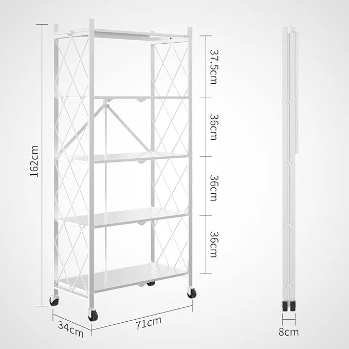 قفسه تاشو 5 طبقه آلیسا، قفسه آشپزخانه، قفسه ذخیره سازی، قفسه سازمان دهنده فضای گاراژ آشپزخانه، قفسه های فلزی سنگین (161cm*71cm*34.5cm) (سفید) قفسه تاشو 5 طبقه آلیسا، قفسه آشپزخانه، قفسه ذخیره سازی، قفسه سازمان دهنده فضای گاراژ آشپزخانه، قفسه های فلزی سنگین (161cm*71cm*34.5cm) (سفید)