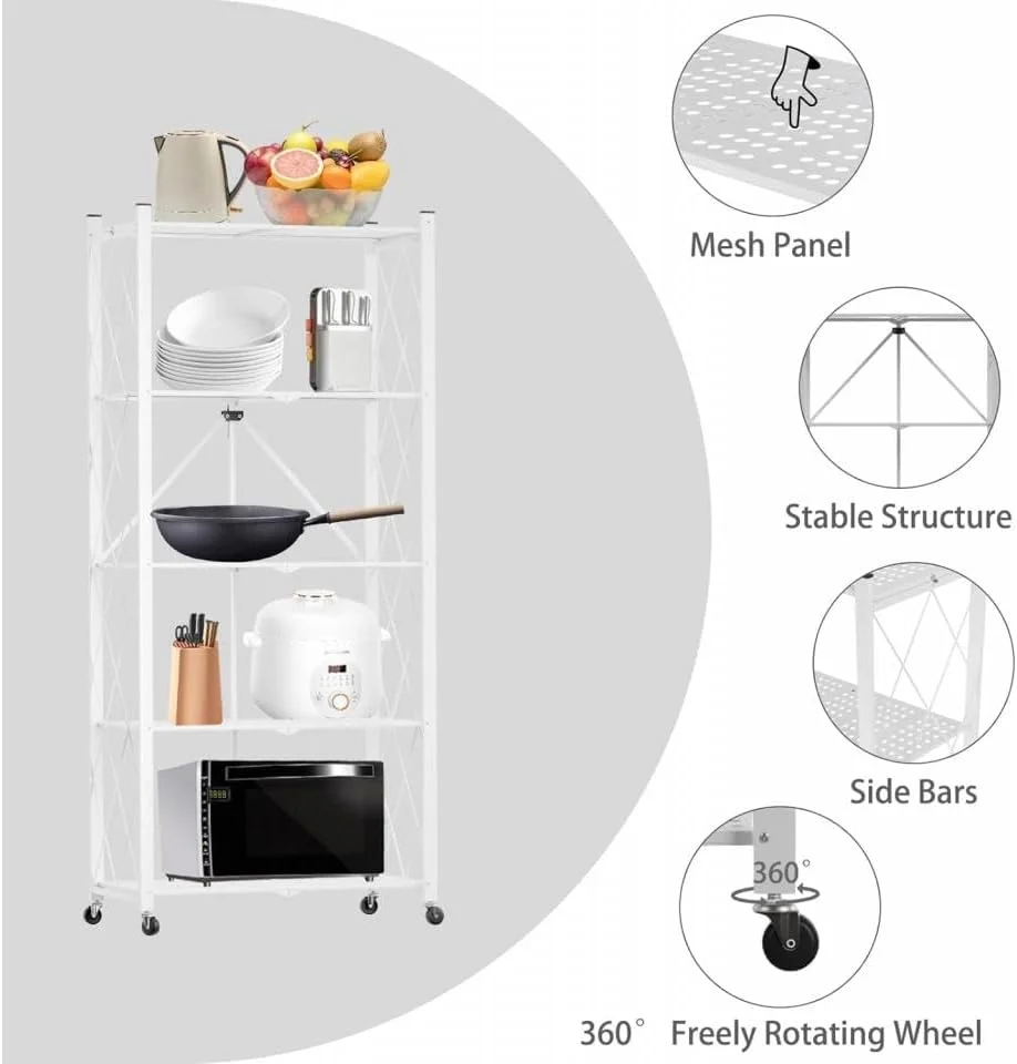 قفسه تاشو 5 طبقه آلیسا، قفسه آشپزخانه، قفسه ذخیره سازی، قفسه سازمان دهنده فضای گاراژ آشپزخانه، قفسه های فلزی سنگین (161cm*71cm*34.5cm) (سفید) قفسه تاشو 5 طبقه آلیسا، قفسه آشپزخانه، قفسه ذخیره سازی، قفسه سازمان دهنده فضای گاراژ آشپزخانه، قفسه های فلزی سنگین (161cm*71cm*34.5cm) (سفید)