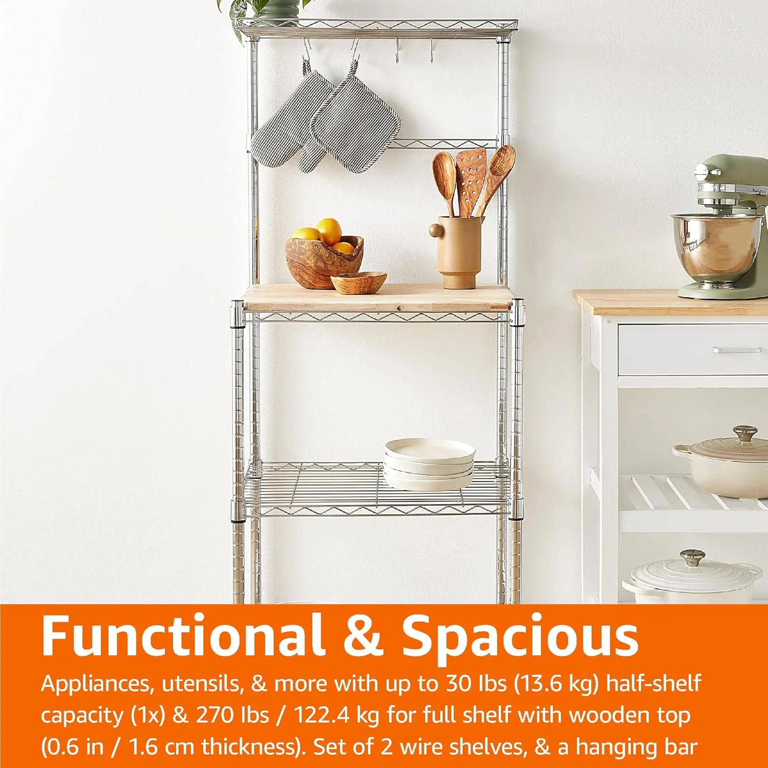 قفسه نان پزی آشپزخانه آمازون بیسیکس با رویه جداشدنی، کروم/بژ، 45.72 سانتی متر عمق x 60.96 سانتی متر عرض x 149.86 سانتی متر ارتفاع قفسه نان پزی آشپزخانه آمازون بیسیکس با رویه جداشدنی، کروم/بژ، 45.72 سانتی متر عمق x 60.96 سانتی متر عرض x 149.86 سانتی متر ارتفاع