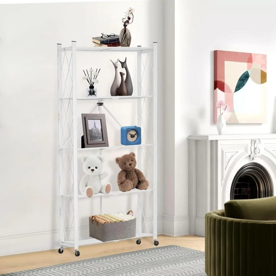 قفسه تاشو 5 طبقه آلیسا، قفسه آشپزخانه، قفسه ذخیره سازی، قفسه سازمان دهنده فضای گاراژ آشپزخانه، قفسه های فلزی سنگین (161cm*71cm*34.5cm) (سفید) قفسه تاشو 5 طبقه آلیسا، قفسه آشپزخانه، قفسه ذخیره سازی، قفسه سازمان دهنده فضای گاراژ آشپزخانه، قفسه های فلزی سنگین (161cm*71cm*34.5cm) (سفید)